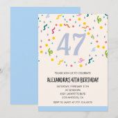 Cartes d'invitation simples pour 47e anniversaire (Devant / Derrière)