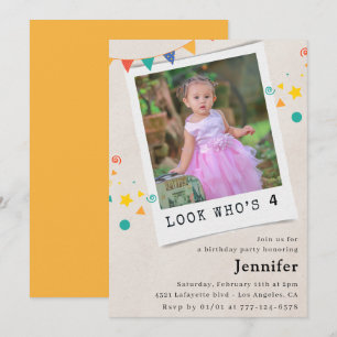 Cartes d'invitation simples pour 4ème anniversaire