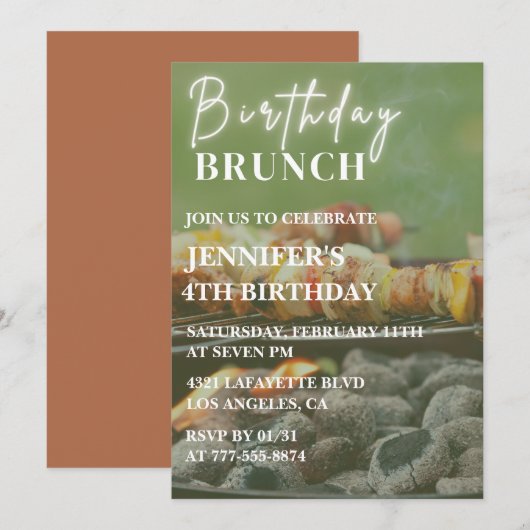 Cartes d'invitation simples pour 4ème anniversaire (Devant / Derrière)