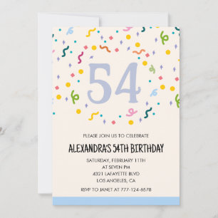 Cartes d'invitation simples pour 54e anniversaire