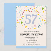 Cartes d'invitation simples pour 57e anniversaire  (Devant / Derrière)