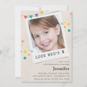 Cartes d'invitation simples pour 5 ans avec photo (Devant)