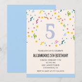 Cartes d'invitation simples pour 5ème anniversaire (Devant / Derrière)