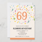 Cartes d'invitation simples pour 69e anniversaire  (Devant)