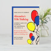 Cartes d'invitation simples pour 70 ans avec ballo (Debout devant)