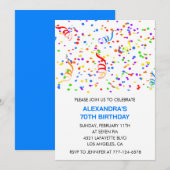 Cartes d'invitation simples pour 70 ans Confetti R (Devant / Derrière)