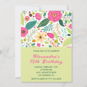 Cartes d'invitation simples pour 75 ans Floral Col (Devant)