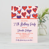 Cartes d'invitation simples pour 75 ans Glamour Cœ (Debout devant)