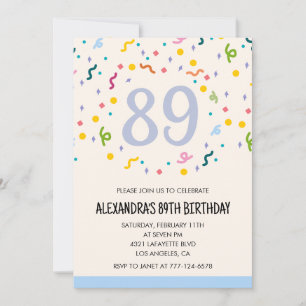 Cartes d'invitation simples pour 89e anniversaire