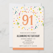 Cartes d'invitation simples pour 91e anniversaire  (Devant)