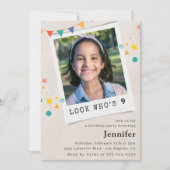 Cartes d'invitation simples pour 9 ans Fille Orang (Devant)
