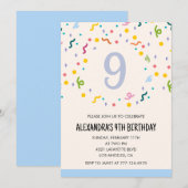 Cartes d'invitation simples pour 9ème anniversaire (Devant / Derrière)