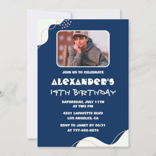 Cartes d'invitation simples pour les 14 ans Garçon (Devant)
