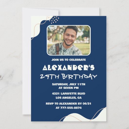 Cartes d'invitation simples pour les 24 ans Hommes (Devant)