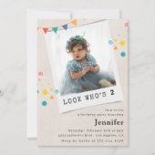 Cartes d'invitation simples pour les 2 ans avec ph (Devant)