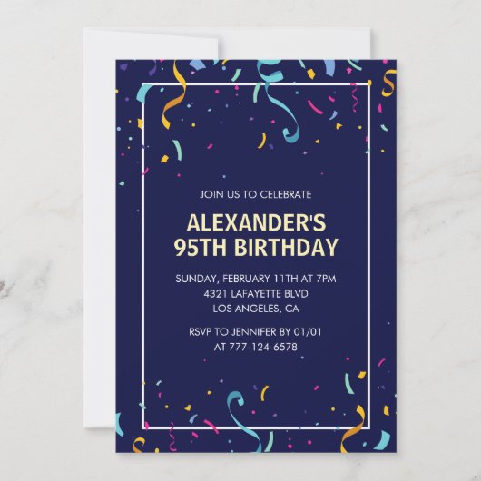 Cartes d'invitation simples pour les 95 ans Hommes (Devant)