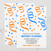 Cartes d'invitation simples pour un 7ème anniversa (Devant / Derrière)