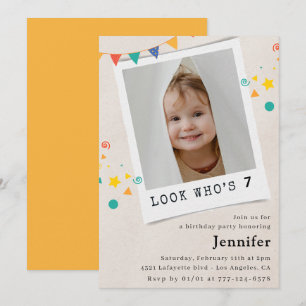 Cartes d'invitation simples pour un 7ème anniversa