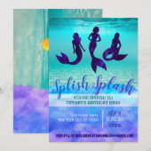 Cartes d'invitation sirène adulte (Devant / Derrière)