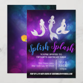 Cartes d'invitation sirène pour soirée adulte bleu (Devant / Derrière)