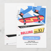 Cartes d'invitation Skateboard (Devant / Derrière)
