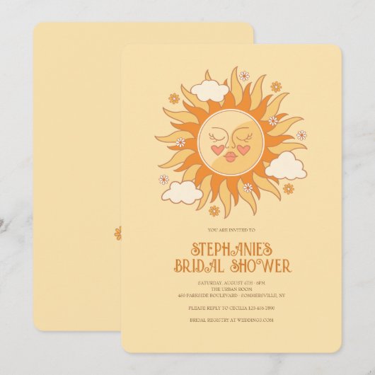 Cartes d'invitation Soleil (Devant / Derrière)