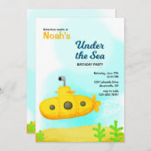 Cartes d'invitation Sous-Marin (Devant / Derrière)