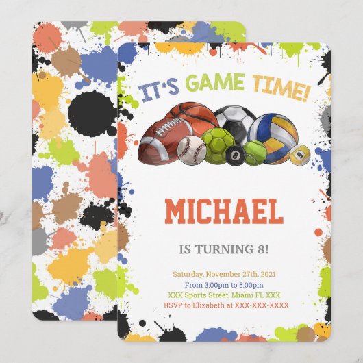 Cartes d'invitation Sport Vedette (Devant / Derrière)