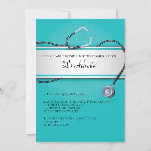 Cartes d'invitation Stéthoscope (Devant)