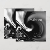 Cartes d'invitation Style Abstrait Noir & Blanc Mé (Devant / Derrière)