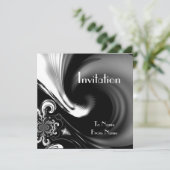 Cartes d'invitation Style Abstrait Noir & Blanc Mé (Debout devant)