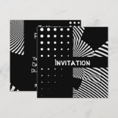 Cartes d'invitation Style Taches Rayure Noir & Bla (Devant / Derrière)