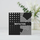 Cartes d'invitation Style Taches Rayure Noir & Bla (Debout devant)