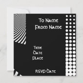 Cartes d'invitation Style Taches Rayure Noir & Bla (Dos)