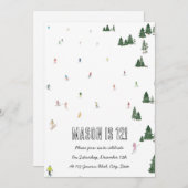 Cartes d'invitation sur le thème du ski et du snow (Devant / Derrière)