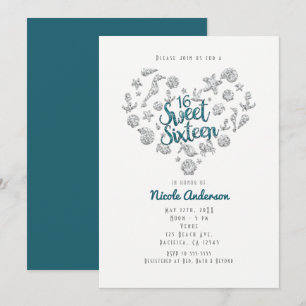 Cartes d'invitation SWEET 16 Beach Glam Diamond He