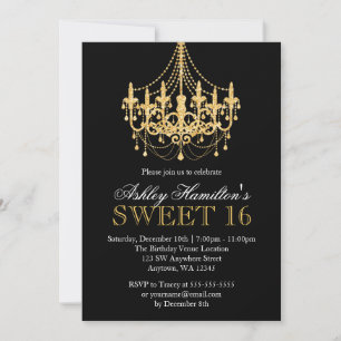Cartes d'invitation Sweet 16 Lustre Faux Paillette