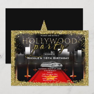 Cartes d'invitation tapis rouge pour soirée Hollyw