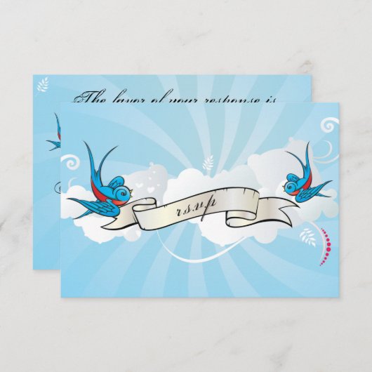Cartes d'invitation Tatouage Hirondelles et récept (Devant / Derrière)