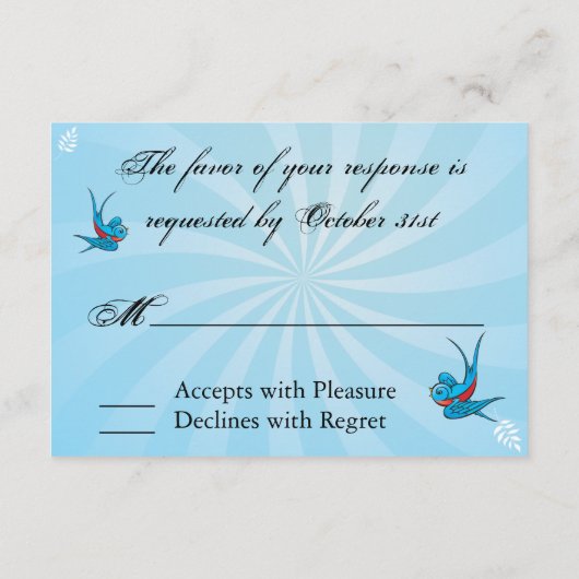 Cartes d'invitation Tatouage Hirondelles et récept (Dos)