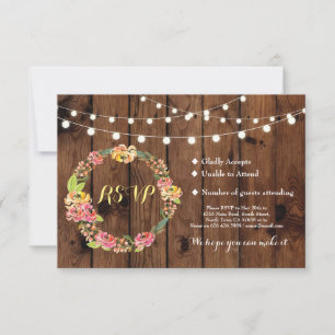 Cartes d'invitation Tiki Floral Bois Rustique pour