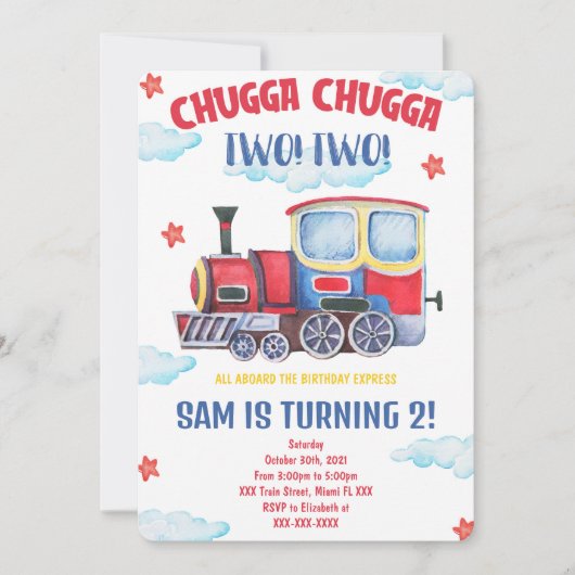 Cartes d'invitation Train (Devant)