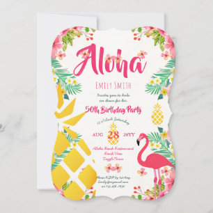 Cartes d'invitation tropicales Hawaïennes pour 50e