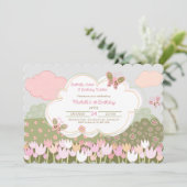 Cartes d'invitation Tulipes et Papillons (Debout devant)