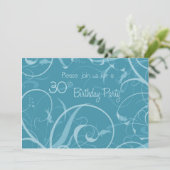 Cartes d'invitation Turquoise 30e anniversaire (Debout devant)
