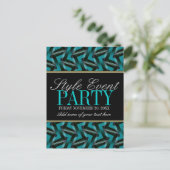 Cartes d'invitation turquoise Black Office Party (Debout devant)