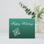 Cartes d'invitation vertes flocons de neige (Debout devant)