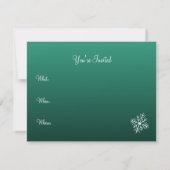 Cartes d'invitation vertes flocons de neige (Dos)