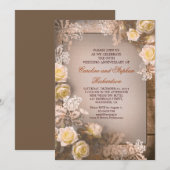 Cartes d'invitation vintage avec des roses victori (Devant / Derrière)