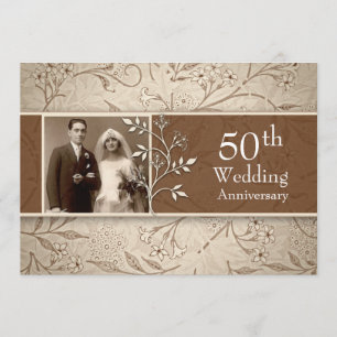 Cartes d'invitation vintage pour les 50 ans de mar